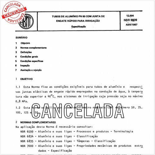 Tubos de alumínio PN 80 com junta de engate rápido para irrigação