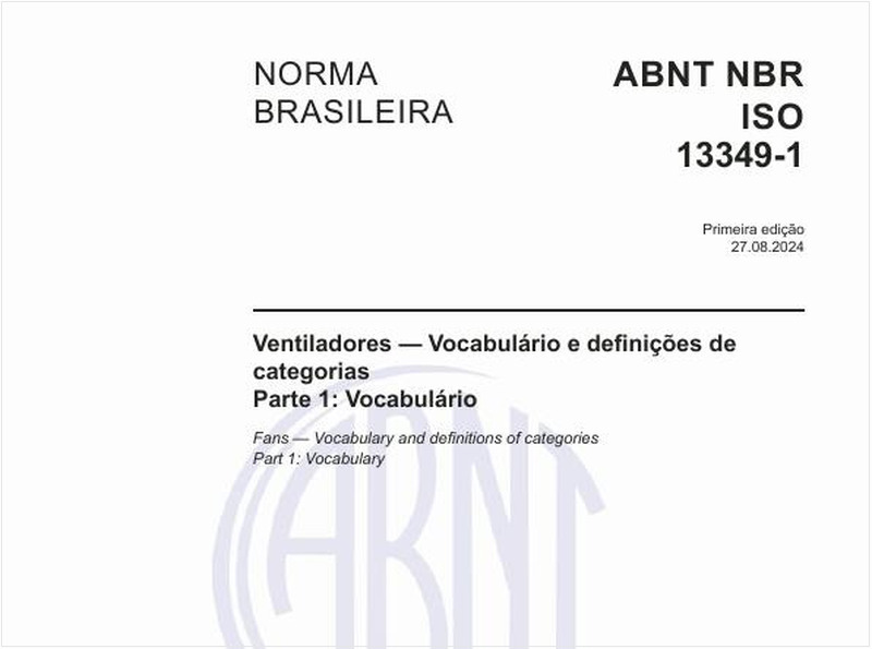 Ventiladores — Vocabulário e definições de categorias - Parte 1: Vocabulário