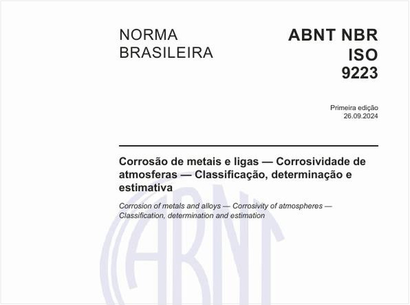 Corrosão de metais e ligas — Corrosividade de atmosferas — Classificação, determinação e estimativa