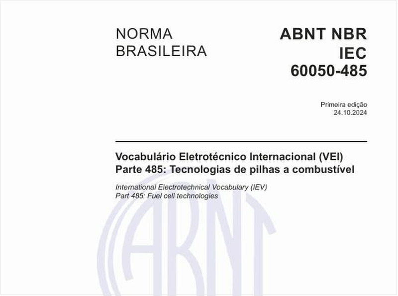 Vocabulário Eletrotécnico Internacional (VEI) - Parte 485: Tecnologias de pilhas a combustível