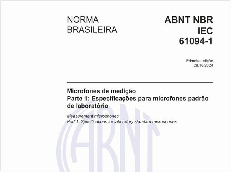 Microfones de medição - Parte 1: Especificações para microfones padrão de laboratório