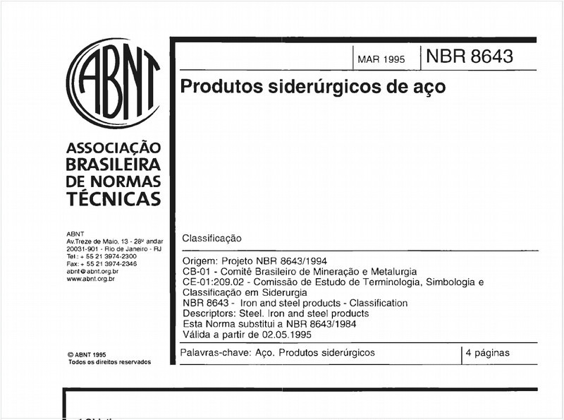 Produtos siderúrgicos de aço - Classificação