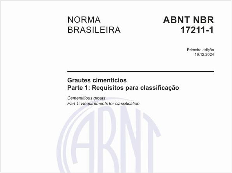 Grautes cimentícios - Parte 1: Requisitos para classificação