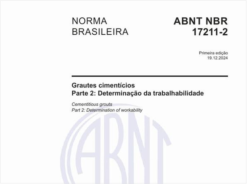Grautes cimentícios - Parte 2: Determinação da trabalhabilidade