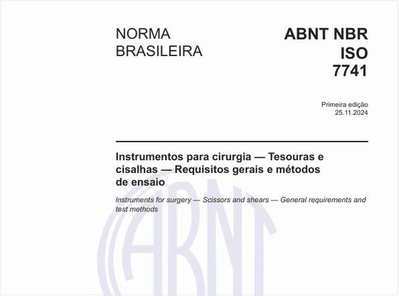 Instrumentos para cirurgia - Tesouras e cisalhas - Requisitos gerais e métodos de ensaio