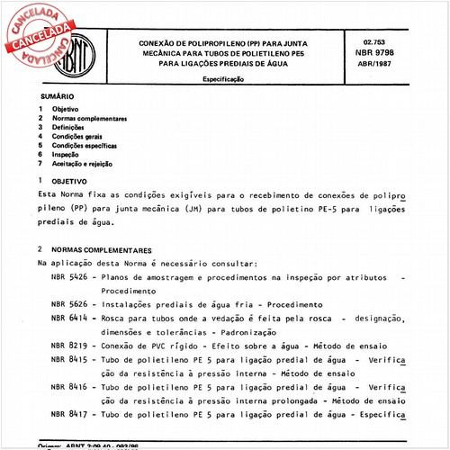 Conexão de polipropileno (PP) para junta mecânica para tubos de polietileno PE-5 para ligações prediais de água