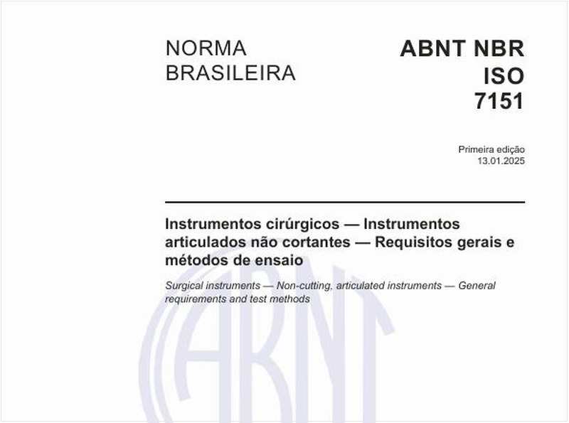 Instrumentos cirúrgicos - Instrumentos articulados não cortantes - Requisitos gerais e métodos de ensaio