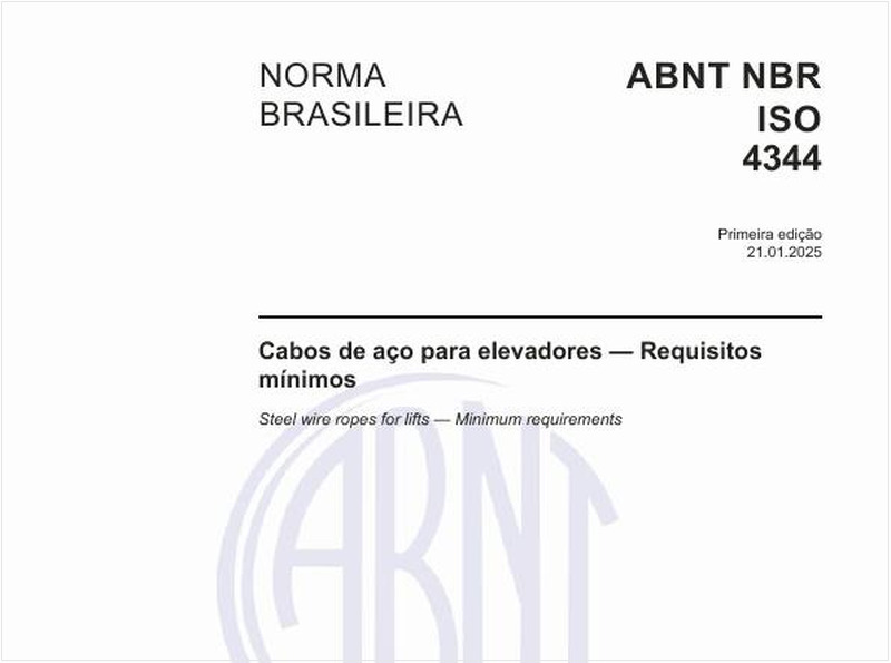 Cabos de aço para elevadores — Requisitos mínimos