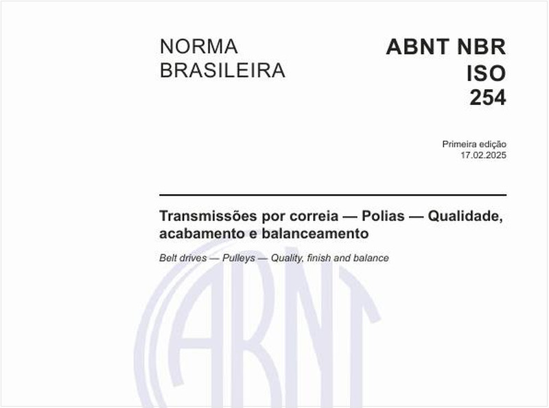 Transmissões por correia - Polias - Qualidade, acabamento e balanceamento