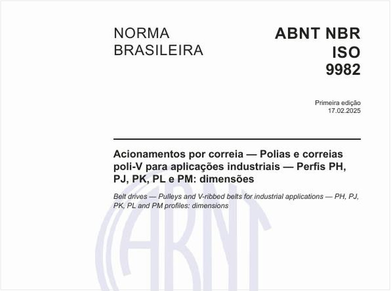 Acionamentos por correia - Polias e correias poli-V para aplicações industriais - Perfis PH, PJ, PK, PL e PM: dimensões