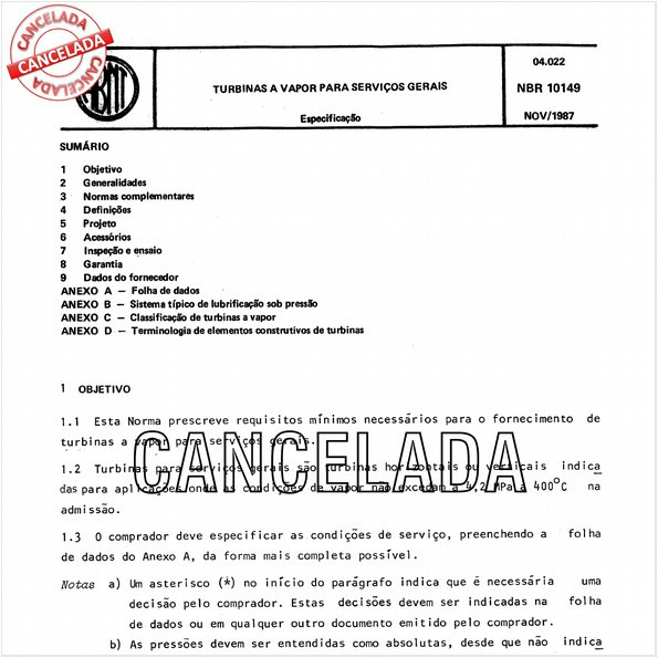 Turbinas a vapor para serviços gerais