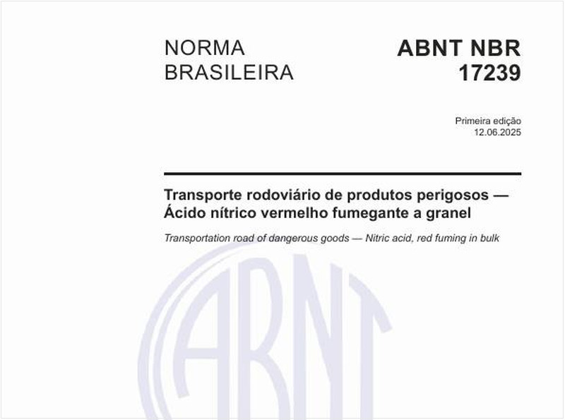 Transporte rodoviário de produtos perigosos — Ácido nítrico vermelho fumegante a granel