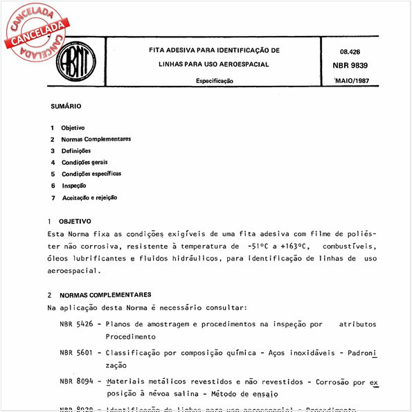 Fita adesiva para identificação de linhas para uso aeroespacial