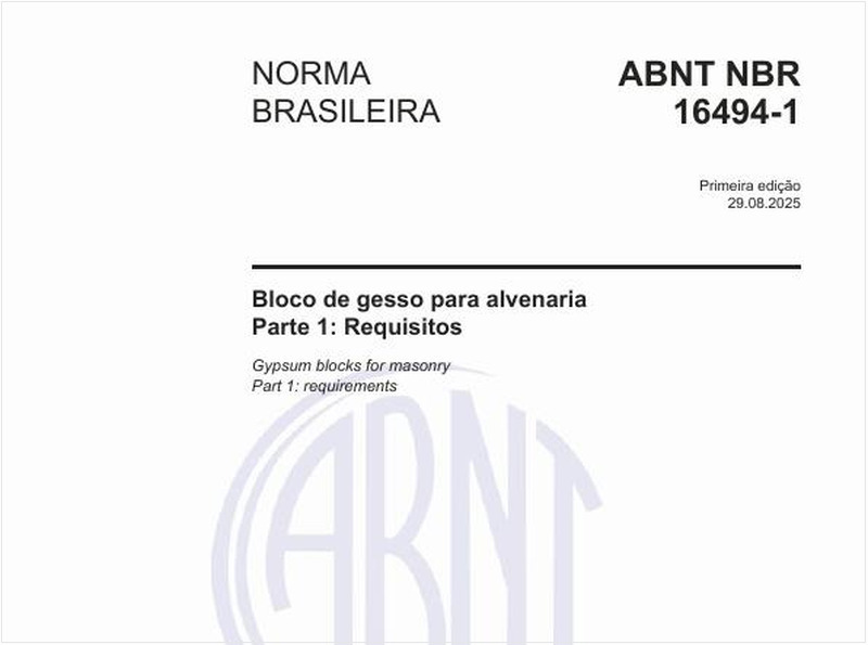 Bloco de gesso para alvenaria - Parte 1: Requisitos
