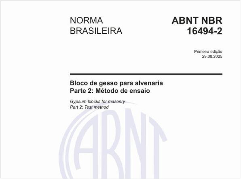 Bloco de gesso para alvenaria - Parte 2: Método de ensaio