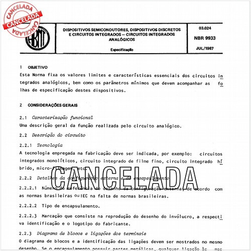 Dispositivos semicondutores, dispositivos discretos e circuitos integrados - Circuitos integrados analógicos