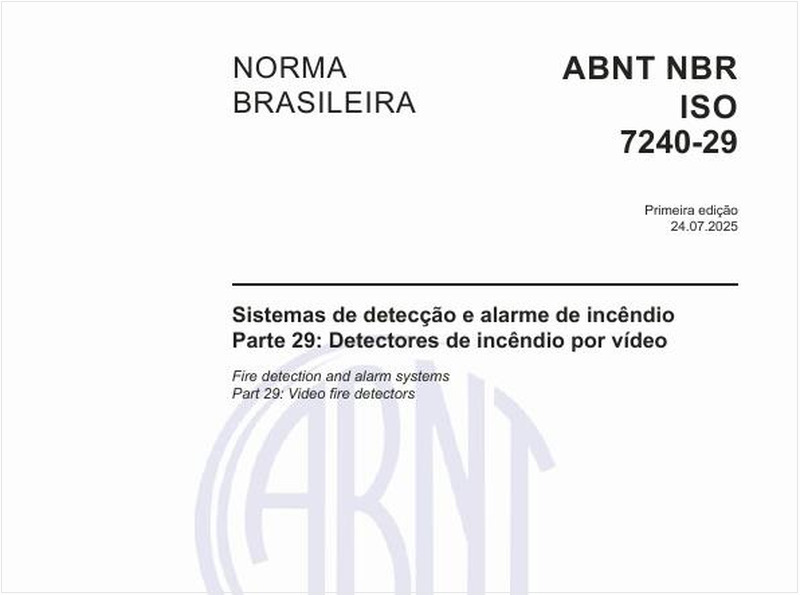 Sistemas de detecção e alarme de incêndio - Parte 29: Detectores de incêndio por vídeo