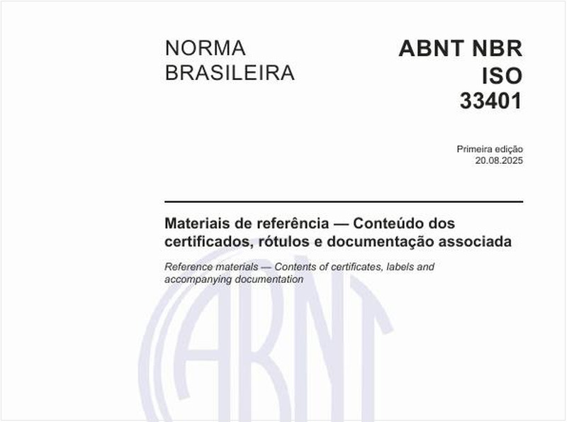 Materiais de referência - Conteúdo dos certificados, rótulos e documentação associada
