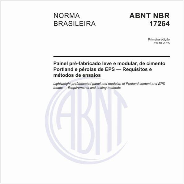 Painel pré-fabricado leve e modular, de cimento Portland e pérolas de EPS — Requisitos e métodos de ensaios