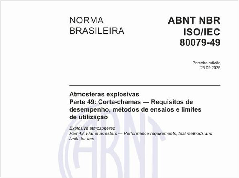 Atmosferas explosivas - Parte 49: Corta-chamas — Requisitos de desempenho, métodos de ensaios e limites de utilização