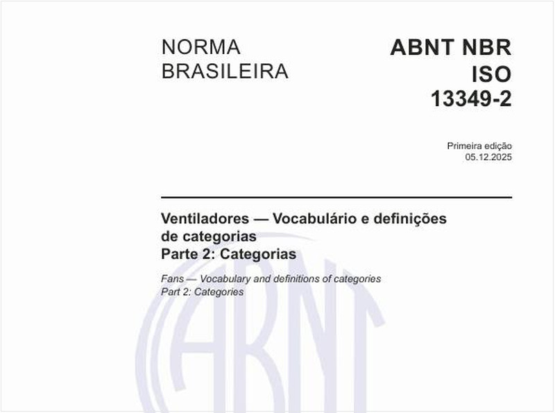 Ventiladores — Vocabulário e definições de categorias - Parte 2: Categorias