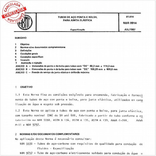 Tubos de aço ponta e bolsa, para junta elástica