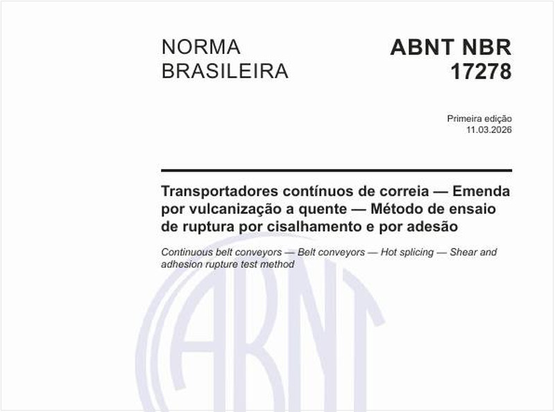 Transportadores contínuos de correia — Emenda por vulcanização a quente — Método de ensaio de ruptura por cisalhamento e por adesão
