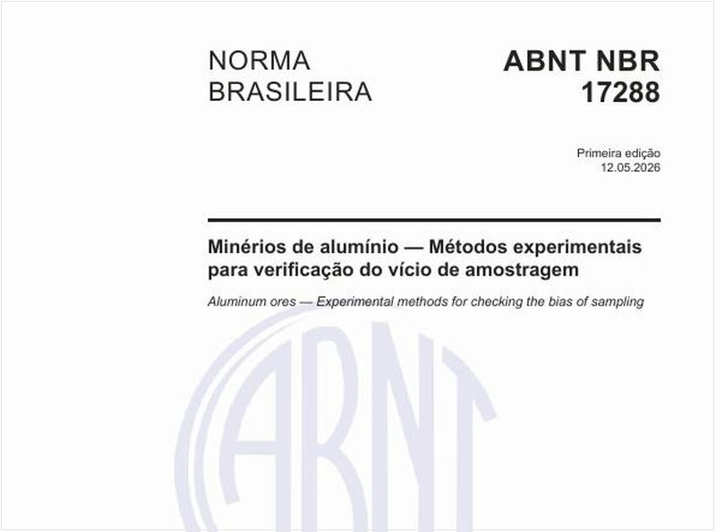 Minérios de alumínio — Métodos experimentais para verificação do vício de amostragem
