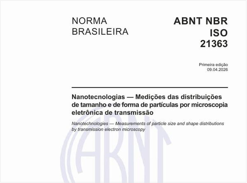 Nanotecnologias — Medições das distribuições de tamanho e de forma de partículas por microscopia eletrônica de transmissão