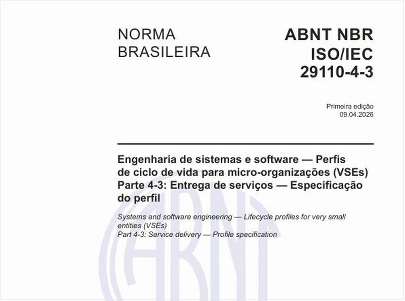 Engenharia de sistemas e software — Perfis de ciclo de vida para micro-organizações (VSEs) - Parte 4-3: Entrega de serviços — Especificação do perfil