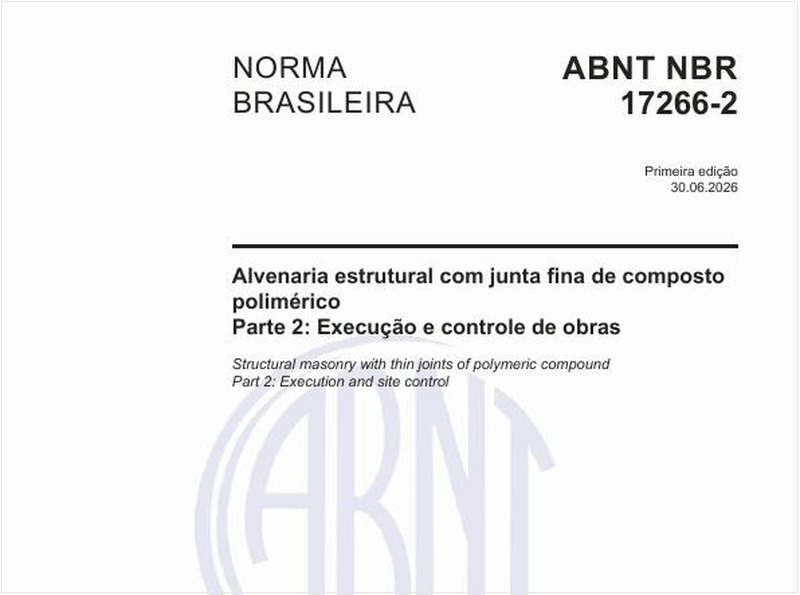 Alvenaria estrutural com junta fina de composto polimérico - Parte 2: Execução e controle de obras