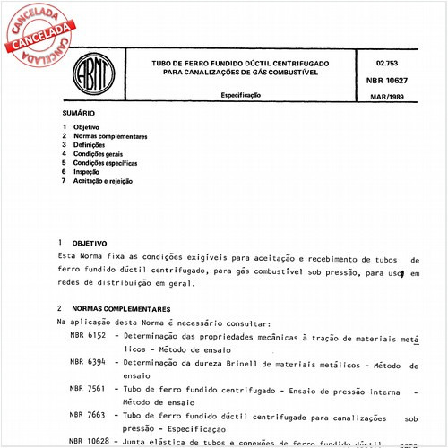 Tubo de ferro fundido dúctil centrifugado para canalizações de gás combustível