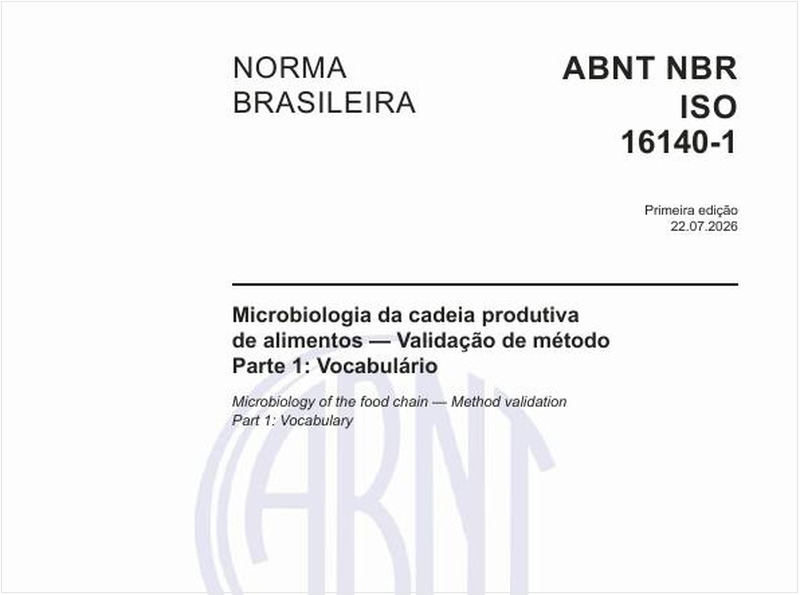 Microbiologia da cadeia produtiva de alimentos — Validação de método - Parte 1: Vocabulário