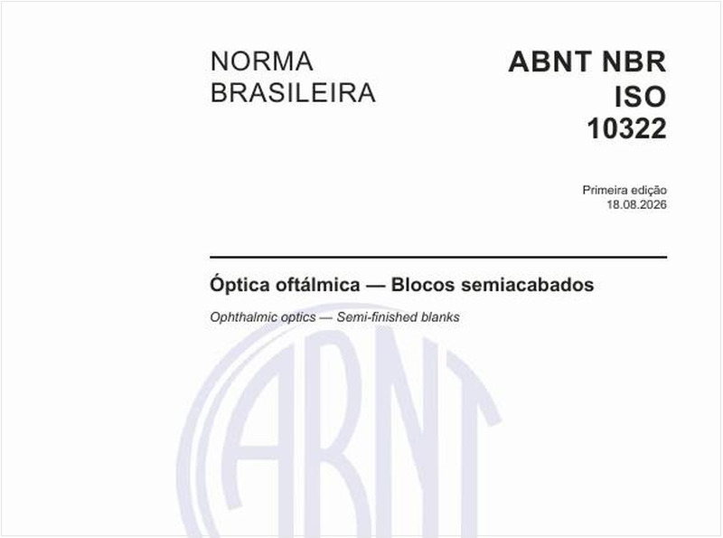Óptica oftálmica — Blocos semiacabados