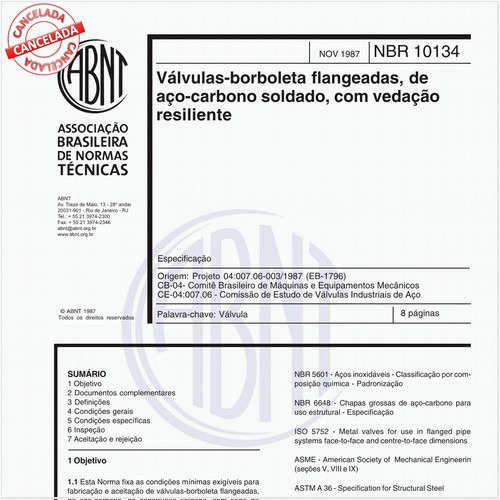 Válvulas borboleta flangeadas, de aço-carbono soldado, com vedação resiliente