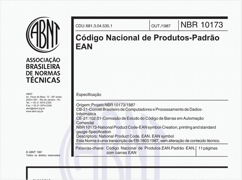 Código Nacional de Produtos - Padrão EAN - Especificação