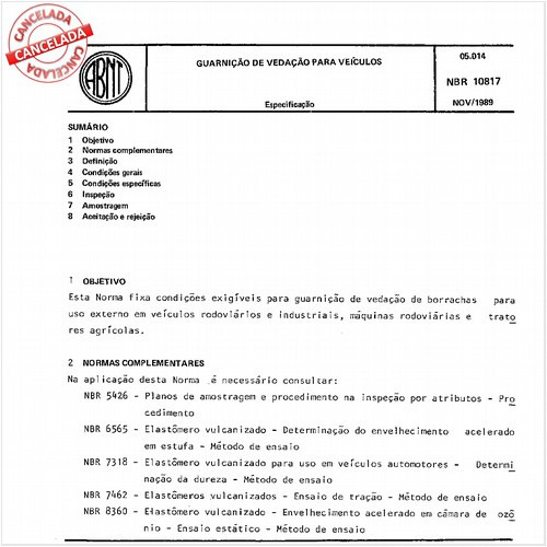 Guarnição de vedação para veículos