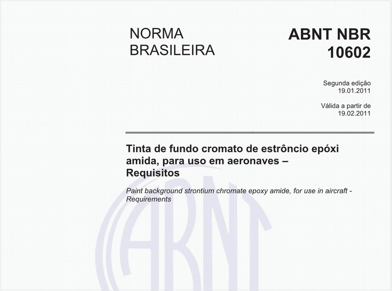 Tinta de fundo cromato de estrôncio epóxi amida, para uso em aeronaves – Requisitos