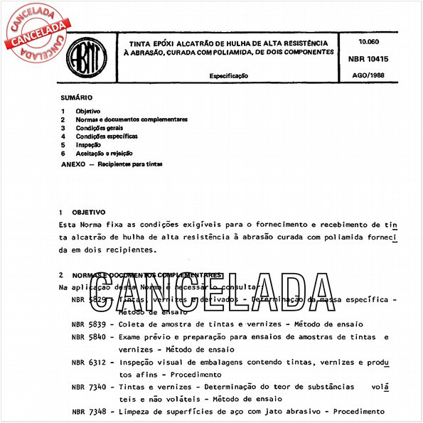 Tinta epóxi alcatrão de hulha de alta resistência à abrasão, curada com poliamida, de dois componentes