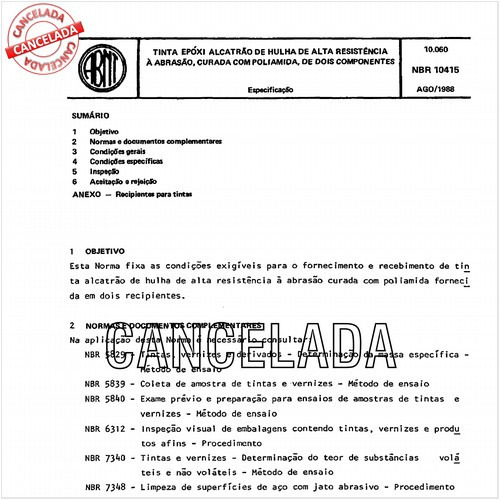 Tinta epóxi alcatrão de hulha de alta resistência à abrasão, curada com poliamida, de dois componentes
