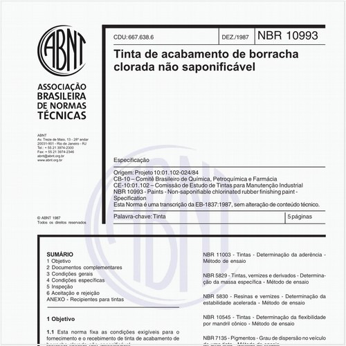 Tinta de acabamento de borracha clorada não-saponificável - Especificação