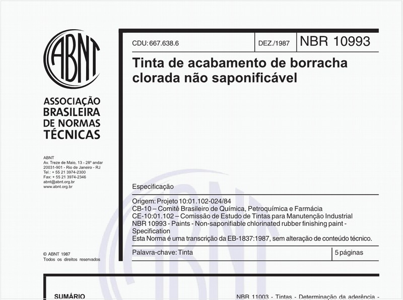Tinta de acabamento de borracha clorada não-saponificável - Especificação