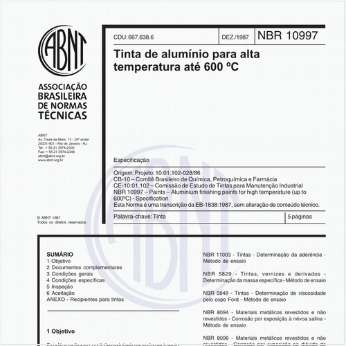 Tinta de alumínio para alta temperatura até 600°C - Especificação