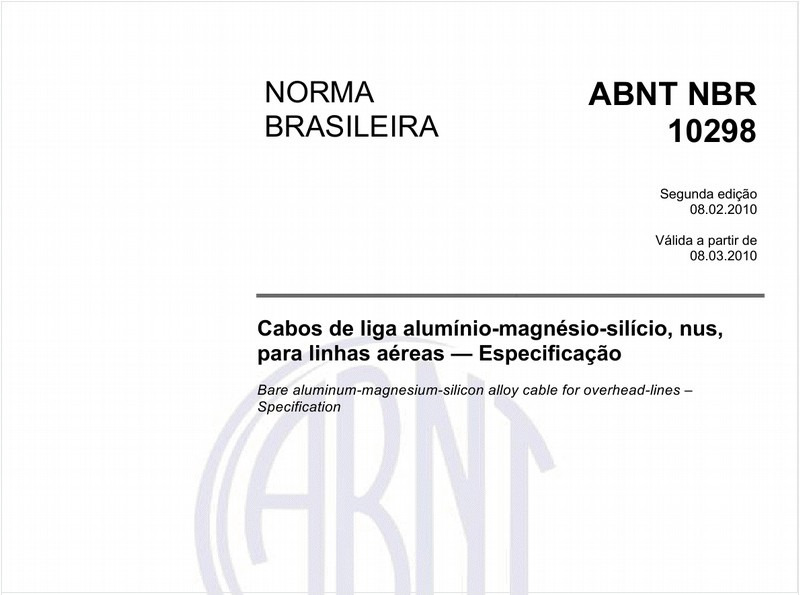 Cabos de liga alumínio-magnésio-silício, nus, para linhas aéreas — Especificação