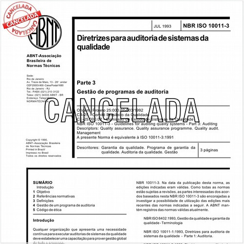 Diretrizes para auditoria de sistemas da qualidade - Parte 3: Gestão de programas de auditoria