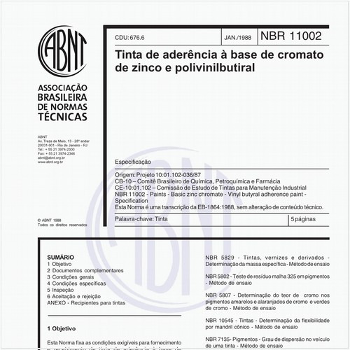 Tinta de aderência à base de cromato de zinco e polivinilbutiral - Especificação