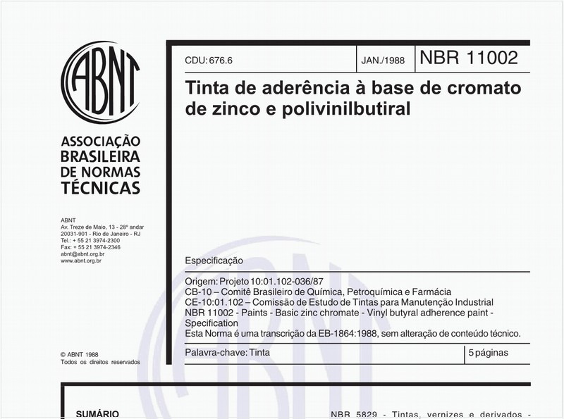 Tinta de aderência à base de cromato de zinco e polivinilbutiral - Especificação