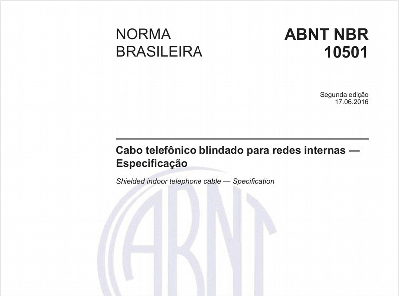 Cabo telefônico blindado para redes internas — Especificação