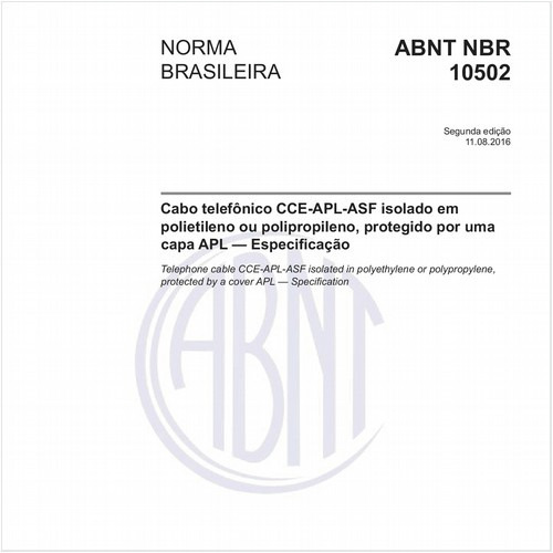 Cabo telefônico CCE-APL-ASF isolado em polietileno ou polipropileno, protegido por uma capa APL - Especificação