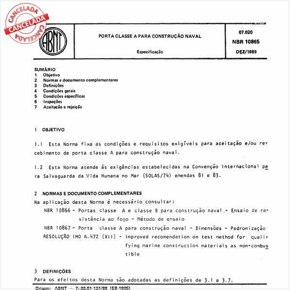 Porta classe A para construção naval